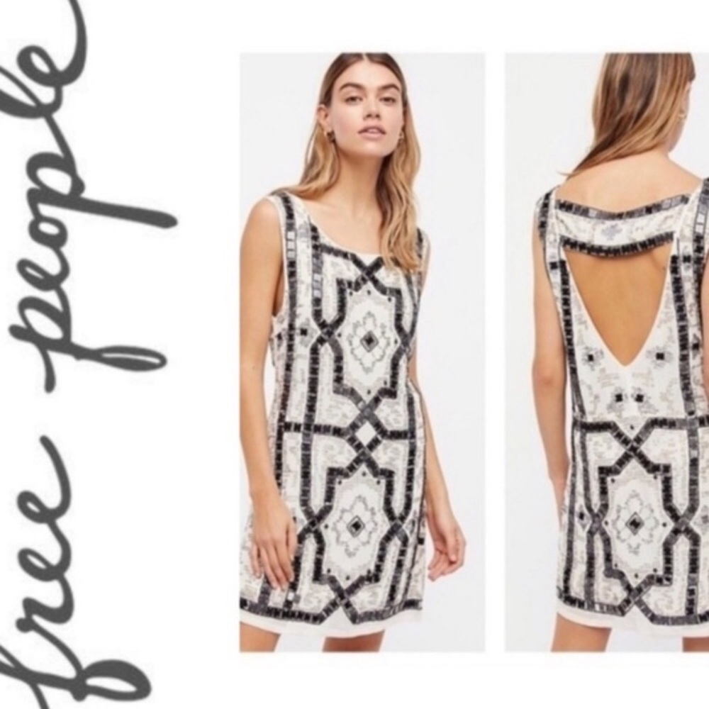 Free People Speak Easy Beaded Shift Dress - Size 0